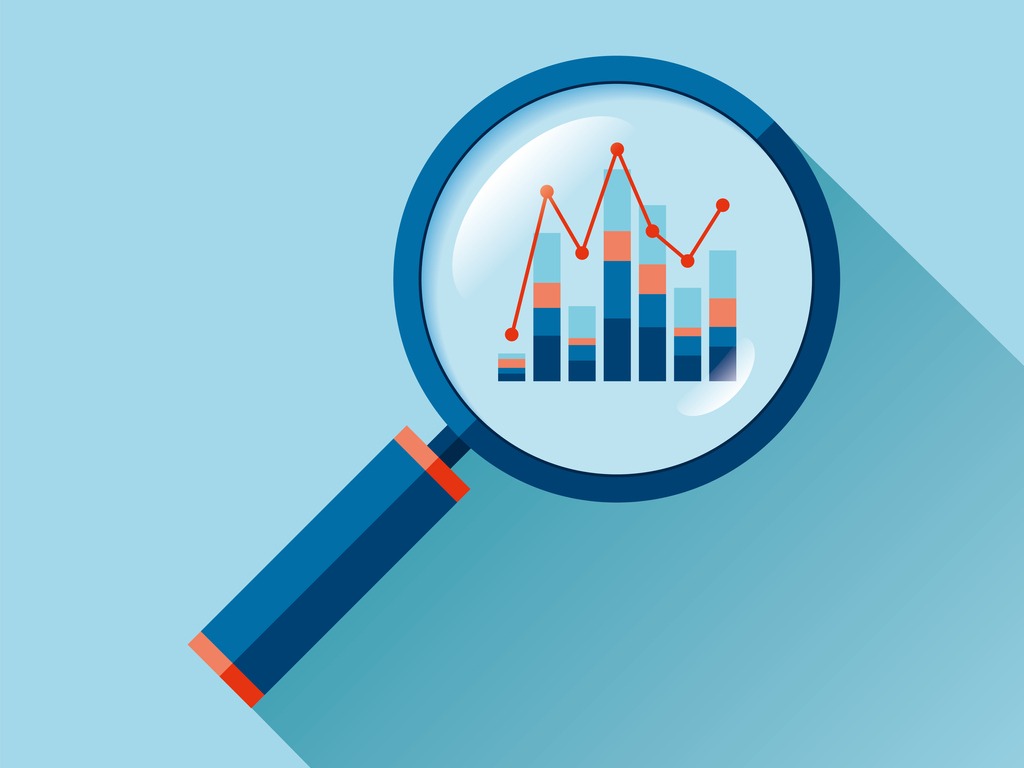 clipart of a magnifying glass over a data chart