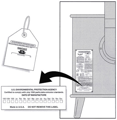 EPA certification label circa 1988 to present